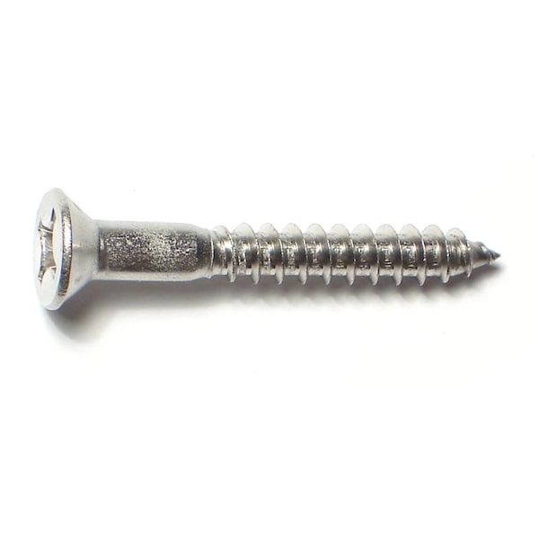 Midwest Fastener Wood Screw, #10, 1-1/2 in, Plain 18-8 Stainless Steel Flat Head Phillips Drive, 8 PK 79144 - main